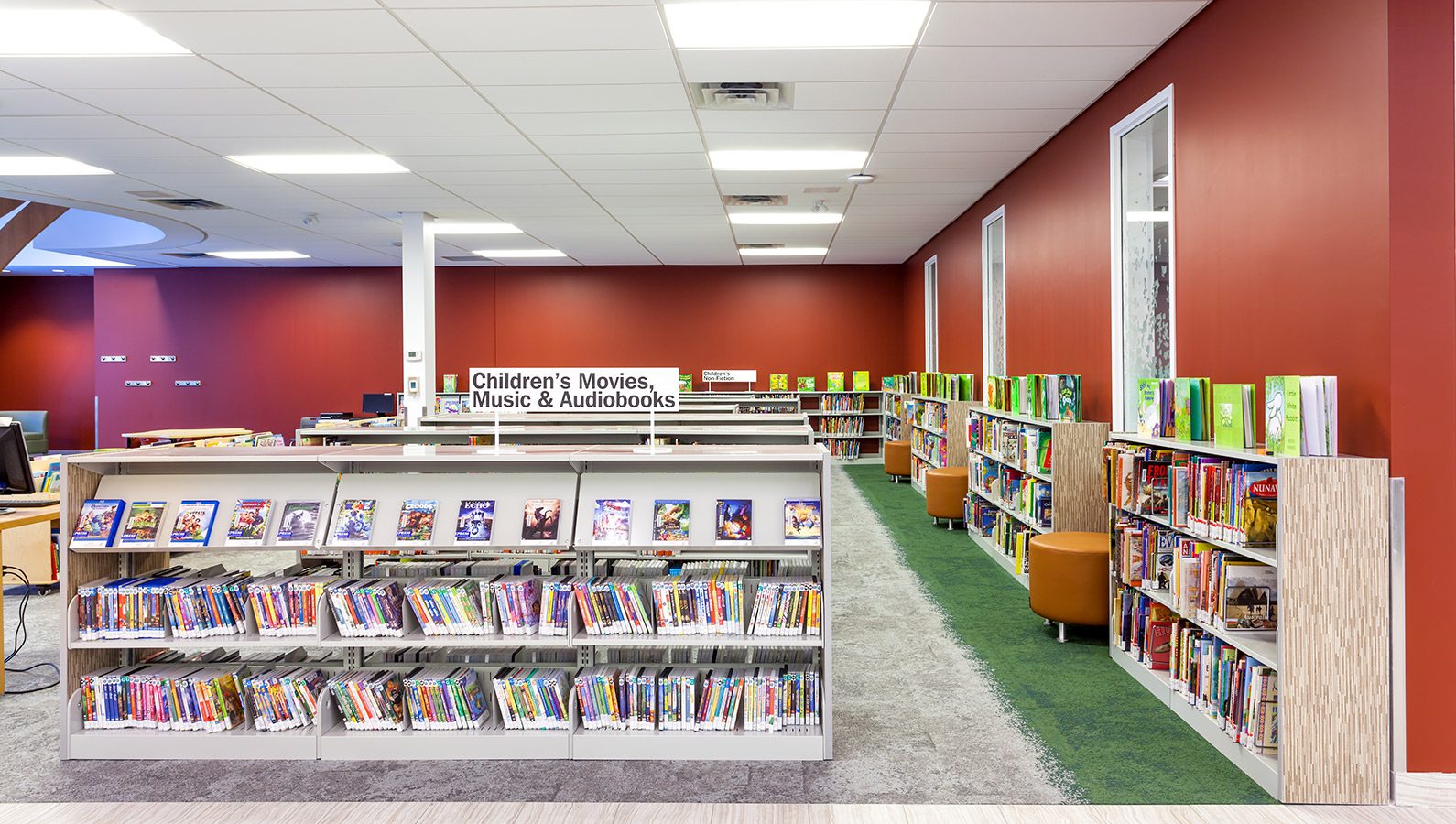Open library area inside Charleswood Library.