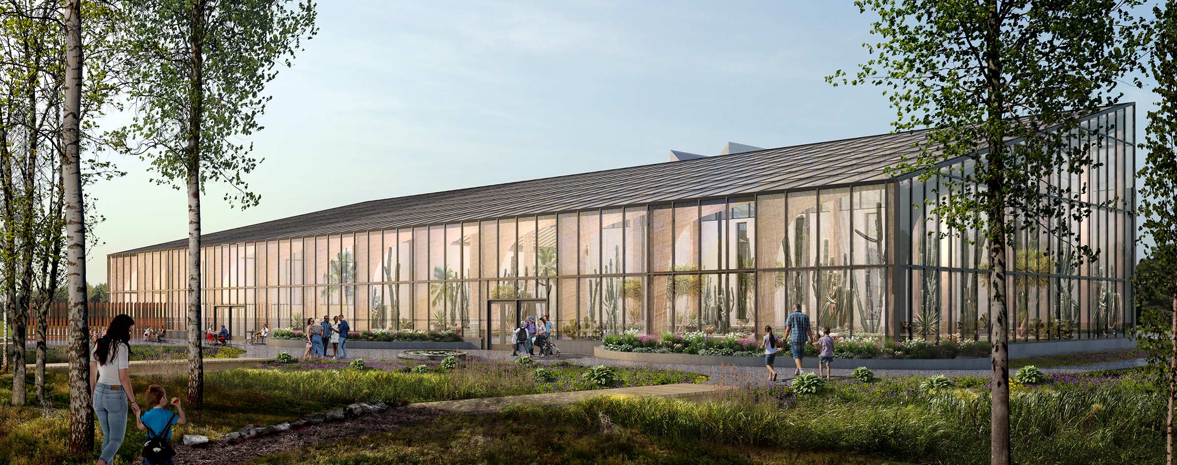 A rendering of the conservatory addition from the exterior.