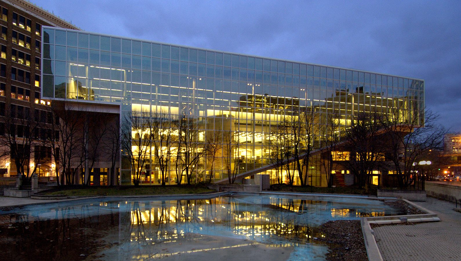 The exterior of Millennium Library looking into the facility.