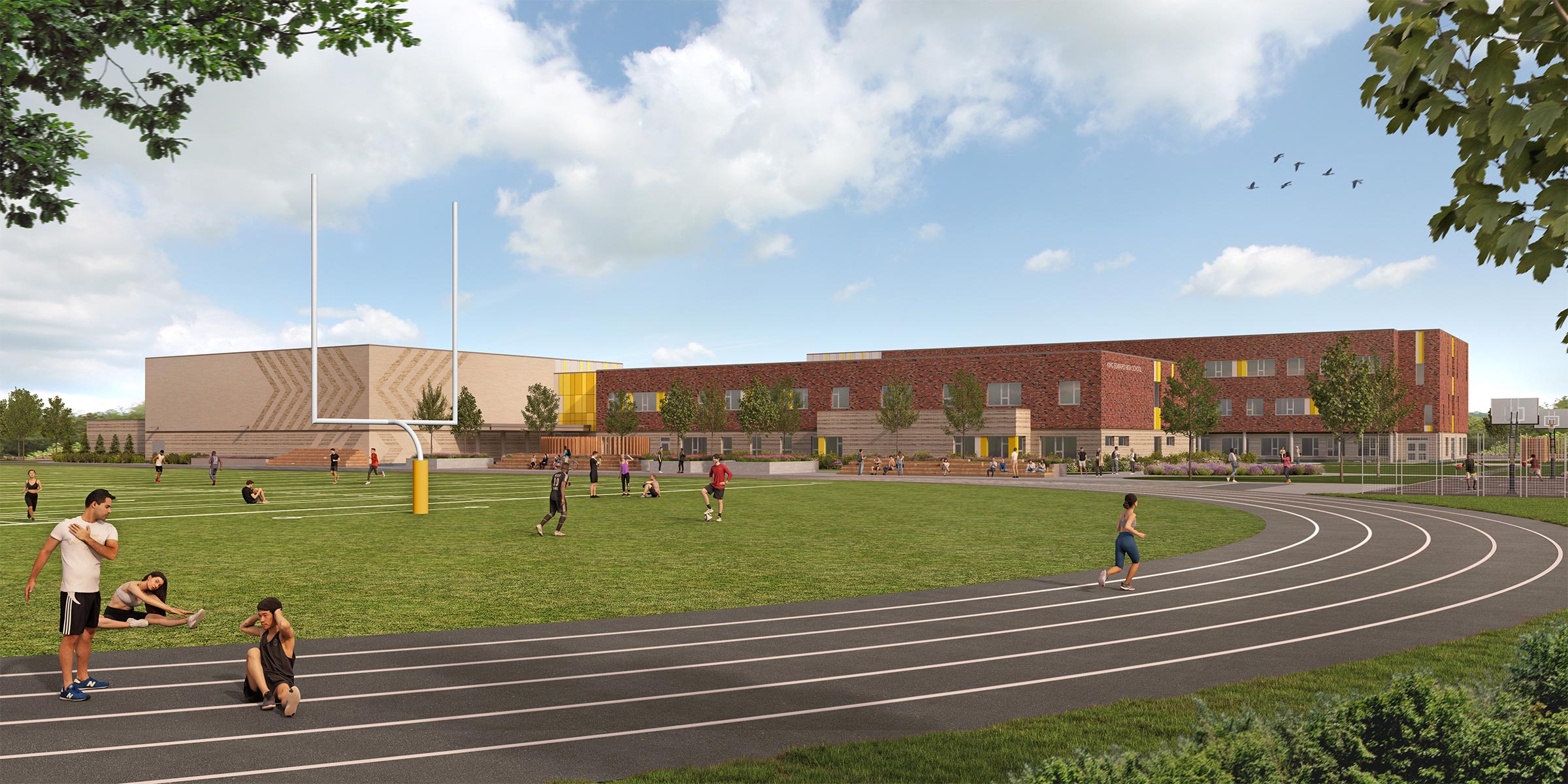 Exterior view of the running track and outdoor spaces.
